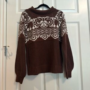 Cayleen Fair Isle Sweater in Brown & Ivory